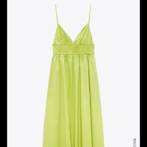 NWT Poplin Dress with Pockets (Fluorescent Lime) Zara - Small - never worn